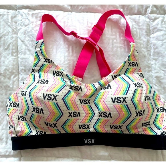 VSX Sport 34B Multi Color  Monogram Sports Bra Victoria's Secret GUC - Picture 1 of 2